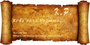 Kránitz Primusz névjegykártya
